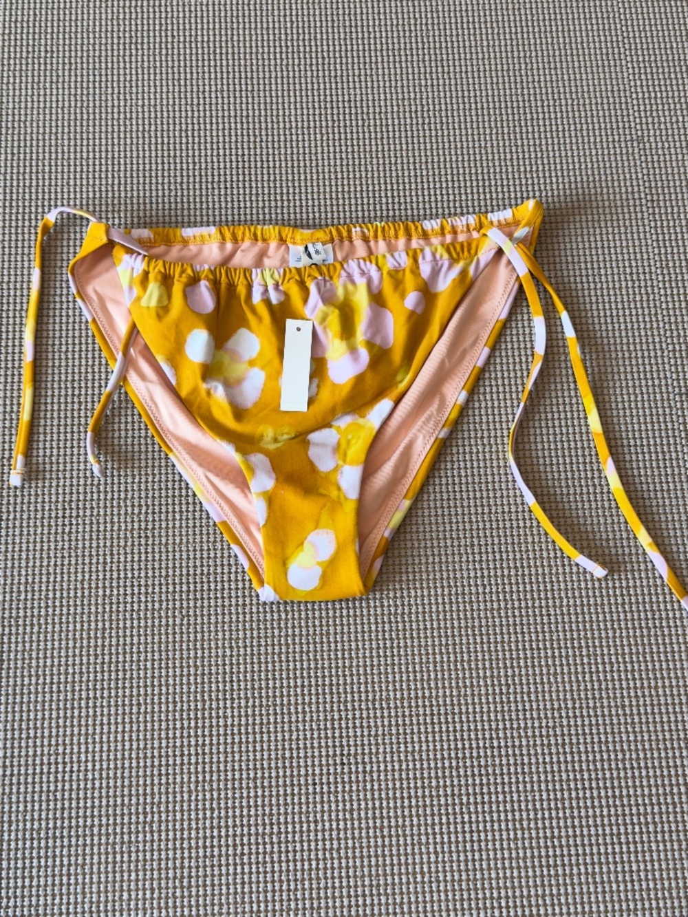 MADEWELL ruched wave string bikini bottom in watercolor zinnia floral size XL